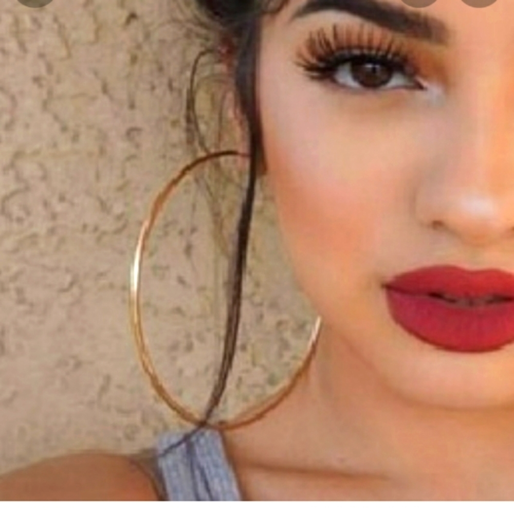 Giant Gold Hoop earrings baddie Instagram 3.5 in JCPENNEY sexy hottie